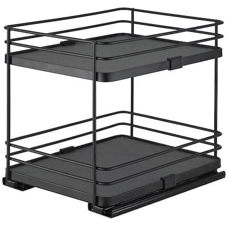 Organize It All 2 Tier Slide Out Shelf Organizer in Matte Black 15237-MATTEBLK